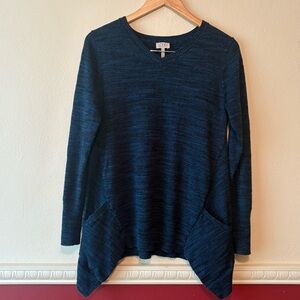 LOGO Lori Goldstein‎ sharkbite pockets v-neck cashmere blend sweater